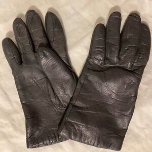 VINTAGE Genuine Leather Ladies Womens Gray Winter Driving Lined Gloves Sz M? EUC